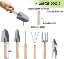 Load image into Gallery viewer, Bosonshop 9 PCS Garden Tools Set Ergonomic Wooden Handle Sturdy Stool with Detachable Tool Kit Perfect for Different Kinds of Gardening
