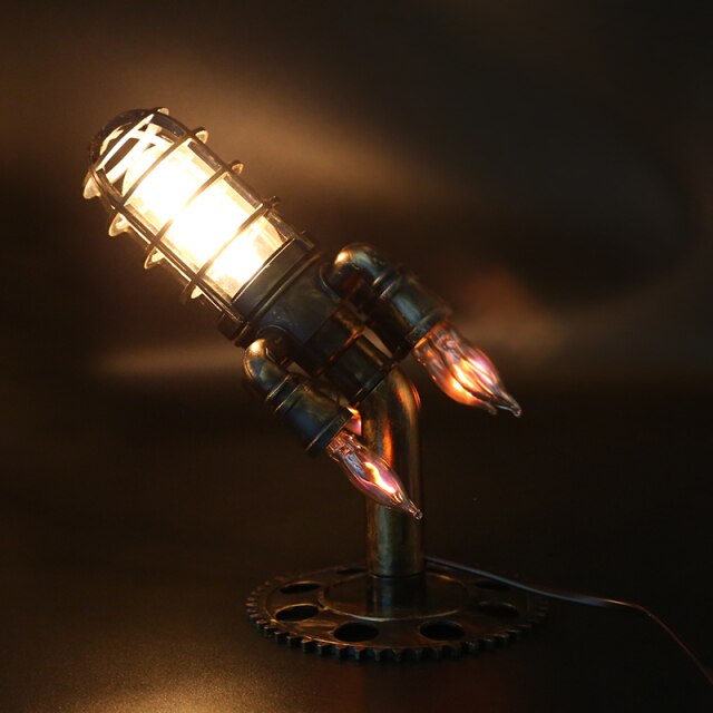 Steampunk Rocket Ship Lamp