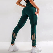 Load image into Gallery viewer, SVOKOR High Waist Fitness Leggings Women Sexy Seamless Leggings Hollow Printed Workout Pants Push Up Slim Elasticity
