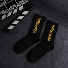 Load image into Gallery viewer, Hot Sale Popular Fashion Women Black White Letters Leaves Hip Hop Simple Long Street Skateboard Spring Autumn Socks For Girls

