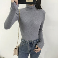 Load image into Gallery viewer, 2021 Autumn Winter Thick Sweater Women Knitted Ribbed Pullover Sweater Long Sleeve Turtleneck Slim Jumper Soft Warm Pull Femme

