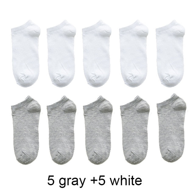 10 Pairs Women Breathable Sports socks Solid Color Cotton Ankle Socks