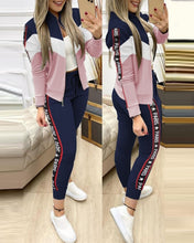 Load image into Gallery viewer, 2021 Women Two Piece Set Outfits Autumn Women&#39;s Tracksuit Zipper Top And Pants Casual Sport Suit Winter 2 Piece Woman Set
