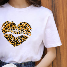 Load image into Gallery viewer, ZOGANKIN Summer Fashion Shirt Lips Leopard Graphic T Shirt Women Tops Base O-neckBlack Tees Kiss Leopard Lip Funny Girls Tshirt
