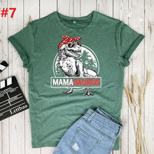 Load image into Gallery viewer, Mamasaurus T Rex Dinosaur Print T-shirts Women Summer Graphic Tee Aesthetic Shirts For Women Casual Short Sleeve Ladies Tops
