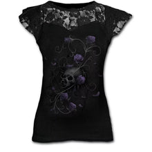 Load image into Gallery viewer, Plus Size Goth Graphic Lace T Shirts for Women Gothic Clothing Black Grunge Punk Tees Ladies Y2k Short Sleeve Tops Summer Tshirt
