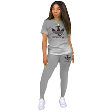 Load image into Gallery viewer, Tracksuits Women 2 Pieces Sets short Sleeve O-Neck Pullover Top Trousers Sportswear Sports Suit Female Clothes Spring 2021 New
