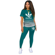 Load image into Gallery viewer, Tracksuits Women 2 Pieces Sets short Sleeve O-Neck Pullover Top Trousers Sportswear Sports Suit Female Clothes Spring 2021 New

