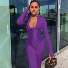 Load image into Gallery viewer, Sexy Women Jumpsuit  corset 2 pieces set Solid Color Bodycon Long Romper Women Jumpsuit Bodysuit dropshipping
