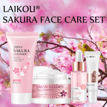 Load image into Gallery viewer, Face Skin Care Set Cherry Blossom Essence Moisturizing Collagen Eye Cream &amp; Face Serum &amp; Facial Cleanser  Beauty Makeup Set
