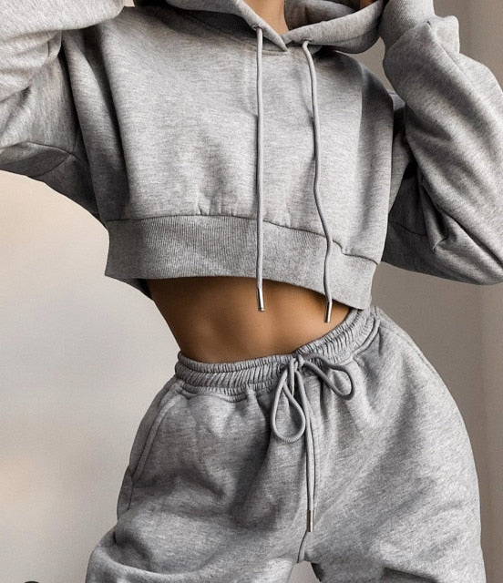 2021 Winter Fashion Outfits for Women Tracksuit Hoodies Sweatshirt and Sweatpants Casual Sports 2 Piece Set